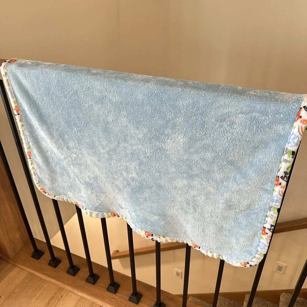 Le Bebe‎ Favorite Baby Lovey Blanket Blue Zebra Giraffe Jungle Zoo Animal